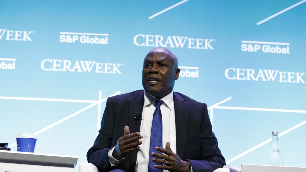 Okasai Sidronius Opolot, Uganda's energy minster, speaks during the 2022 CERAWeek by S&P Global conference in Houston, Texas, U.S., on Thursday, March 10, 2022. CERAWeek returned in-person to Houston celebrating its 40th anniversary with the theme "Pace of Change: Energy, Climate, and Innovation."