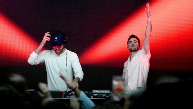 NEW YORK, NEW YORK - OCTOBER 16: Alex Pall and Andrew Taggart of The Chainsmokers perform onstage during Vevo's 10-Year Anniversary Event on October 16, 2019 in New York City. (Photo by Bryan Bedder/Getty Images for Vevo)