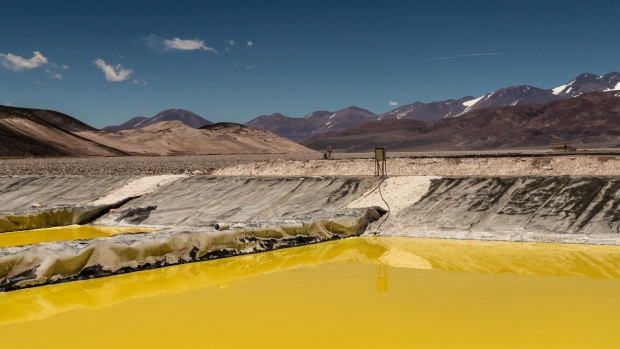 Brine evaporation pools at Liex's 3Q lithium mine project near Fiambala, Catamarca province, Argentina. Photographer: Anita Pouchard Serra/Bloomberg