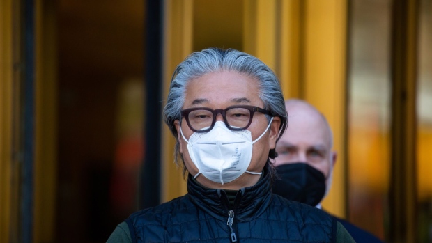 Bill Hwang, chief executive officer and founder of Archegos Capital Management LP, departs federal court in New York, U.S., on Wednesday, April 27, 2022. U.S. prosecutors charged Hwang and Chief Financial Officer Patrick Halligan with fraud, in the latest fallout from the spectacular collapse of the family office.