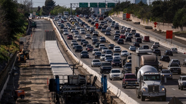 Traffic on Highway 50 in Sacramento, California, U.S., on Thursday, March 24, 2022. California Governor Gavin Newsom is proposing to send car owners $400 debit cards and partially pause gasoline taxes to address high gas prices. Photographer: David Paul Morris/Bloomberg
