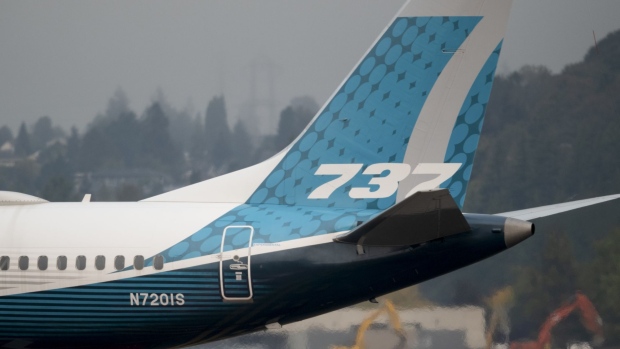 The Boeing Co. 737 Max airplane taxis after landing during a test flight in Seattle, Washington, U.S., on Wednesday, Sept. 30, 2020. Federal Aviation Administration chief Steve Dickson, who is licensed to fly the 737 along with several other jetliners from his time as a pilot at Delta Air Lines Inc., will be at the controls of a Max that has been updated with a variety of fixes the agency has proposed and may soon make mandatory. Photographer: Chona Kasinger/Bloomberg
