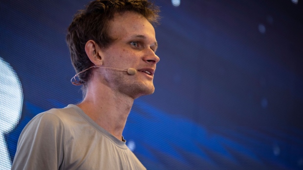 Vitalik Buterin, co-founder of Ethereum, speaks during ETHDenver in Denver, Colorado, U.S., on Friday, Feb. 18, 2022. ETHDenver is the largest Web3 #BUIDLathon in the world for Ethereum and other blockchain protocol enthusiasts, designers and developers.