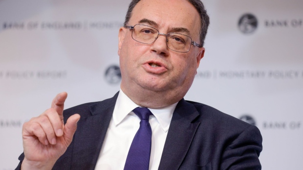 Andrew Bailey, governor of the Bank of England (BOE), during the Monetary Policy Report news conference at the bank's headquarters in the City of London, U.K., on Thursday, Feb. 3, 2022. The Bank of England lifted its key interest rate as part of a package of measures to contain inflation that’s on course to top 7%, as policy makers came within a whisker of delivering an unprecedented 50-basis point increase.