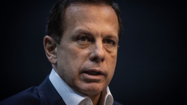 Joao Doria, presidential candidate for the Brazilian Social Democracy Party (PSDB), speaks during an interview in Sao Paulo, Brazil, on Tuesday, Dec. 14, 2021. Doria, a long-time businessman turned politician who runs Brazil's richest state, said Sao Paulo's fast economic recovery will help him bolster his credentials with voters next year in a presidential race that so far sees him polling far below the front-runners.