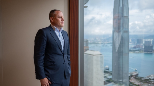 Brian Dillard, head of Asia Credit at KKR Co., poses for a photograph at the company's offices in Hong Kong, China, on Friday, June 1, 2020. KKR, Asia's largest private equity investor, is seeing an increased appetite for direct loans from the region's entrepreneurs as the coronavirus pandemic dries up other avenues of funding.