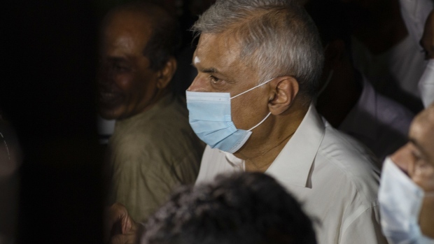 Ranil Wickremesinghe, newly-appointed Prime Minister of Sri Lanka, visits a Buddhist temple to receive blessings in Colombo, Sri Lanka, on Thursday, May 12, 2022. Wickremesinghe, a veteran lawmaker and former premier, has been named Sri Lanka’s next prime minister days after the last incumbent, the brother of President Gotabaya Rajapaksa, resigned in the face of escalating anger with the deepening economic crisis.