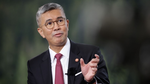 Zafrul Abdul Aziz, Malaysia's finance minister, during a Bloomberg Television interview on day three of the World Economic Forum (WEF) in Davos, Switzerland, on Wednesday, May 25, 2022. The annual Davos gathering of political leaders, top executives and celebrities runs from May 22 to 26.
