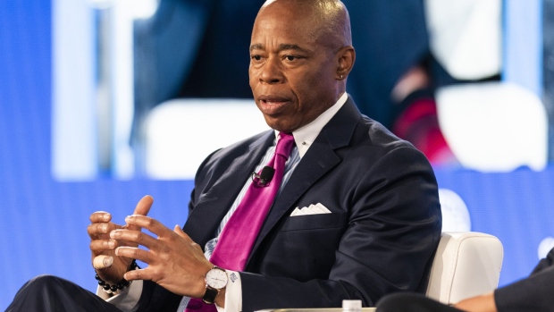 Eric Adams, mayor of New York, participates in a panel discussion during the Milken Institute Global Conference in Beverly Hills, California, U.S., on Wednesday, May 4, 2022. The event convenes the best minds in the world to tackle its most urgent challenges and to help realize its most exciting opportunities.