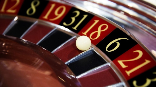 A ball on a roulette wheel