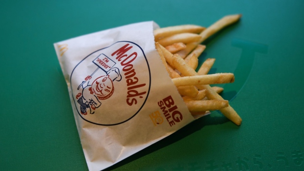 A small-size french fries offered at a McDonald's restaurant, operated by McDonald's Holdings Co. Japan Ltd., in Tokyo, Japan, on Wednesday, Dec. 29, 2021. McDonald’s Japan said Dec. 21 that it would only offer small sizes of french fries after flooding at a Vancouver port and the Covid-19 pandemic cut off key supplies for the staple menu item. The fast-food company has said it expects the issue to be resolved by New Year’s Eve. Photographer: Noriko Hayashi/Bloomberg