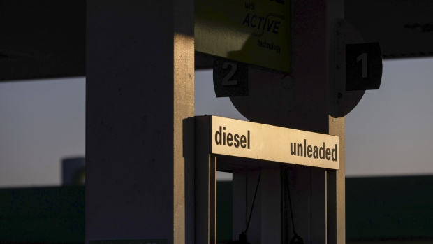 A sign for "Diesel, Unleaded" above a fuel pump at a BP Plc petrol station near Chelmsford, U.K., on Tuesday, March 8, 2022. U.K. petrol prices rose at the fastest pace in almost 13 years last week as the war in Ukraine sent fuel prices to record highs, government figures show. Photographer: Chris Ratcliffe/Bloomberg
