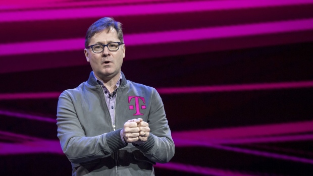 Mike Sievert, president and chief operating officer for T-Mobile US Inc., speaks during a keynote at CES 2020 in Las Vegas, Nevada, U.S., on Wednesday, Jan. 8, 2020. Every year during the second week of January nearly 200,000 people gather in Las Vegas for the tech industry's most-maligned, yet well-attended event: the consumer electronics show.