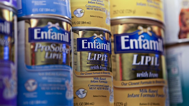 Enfamil infant formula, made by Mead Johnson Nutrition Co., sits on display in a supermarket in New York.