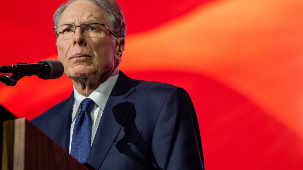 Wayne LaPierre prepares to speak at the George R. Brown Convention Center during the National Rifle Association (NRA) annual convention in Houston, Texas, on May 27, 2022.