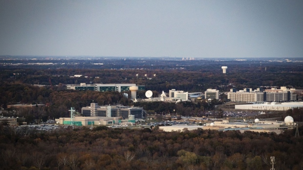 The National Security Agency (NSA) campus is seen in this aerial photograph taken above Fort Meade, Maryland, U.S., on Tuesday, Nov. 4, 2019. Democrats and Republicans are at odds over whether to provide new funding for Trump's signature border wall, as well as the duration of a stopgap measure. Some lawmakers proposed delaying spending decisions by a few weeks, while others advocated for a funding bill to last though February or March.