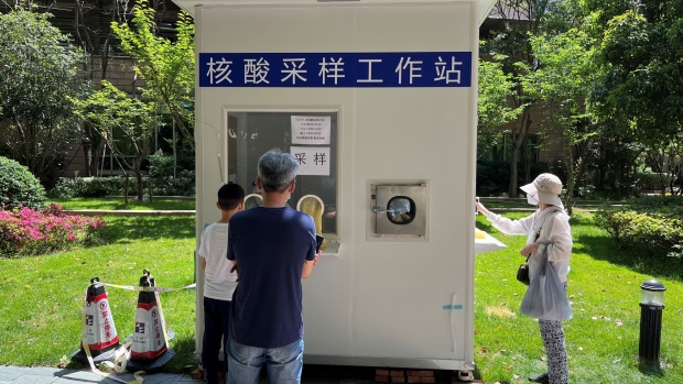 A permanent PCR testing booth in Shanghai on May 31.