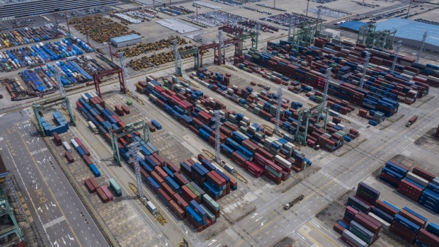 The Waigaoqiao Container Port in Shanghai, China, on Friday, June 3, 2022. China’s financial capital reported its fewest Covid-19 cases in three months as residents celebrated an end to mandatory home isolation for most of the city, while some companies continued factory restrictions out of caution. Photographer: Qilai Shen/Bloomberg