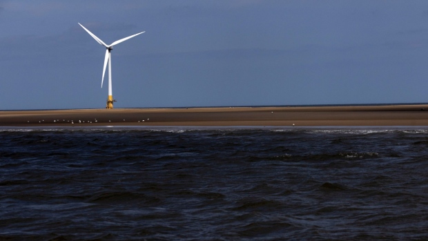 An offshore wind turbine at the Scroby Sands Wind Farm, operated by E.ON SE, near Great Yarmouth, UK, on Friday, May 13, 2022. The UK will introduce new laws for energy to enable a fast build out of renewables and nuclear power stations as set out in the government’s energy security strategy last month. Photographer: Chris Ratcliffe/Bloomberg