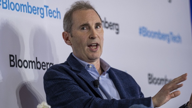 Andy Jassy, chief executive officer of Amazon.Com Inc., speaks during the Bloomberg Technology Summit in San Francisco, California, US, on Wednesday, June 8, 2022. The summit highlights the ways in which society has been changed by digital disruption and provides the roadmap for what lies ahead.