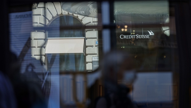 A passenger tram travels by the Credit Suisse Group AG headquarters in Zurich, Switzerland, on Thursday, March 24, 2022. Credit Suisse warned it may need to set aside more funds for legal costs as a result of an expected Bermuda court ruling finding it liable for potentially more than $500 million in a case involving a local insurance unit.