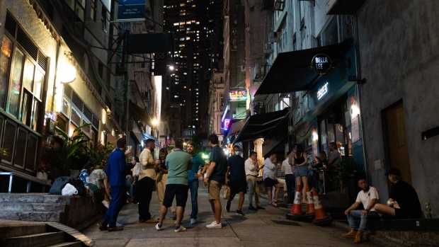 The Soho nightlife area in Hong Kong, China, on Thursday, May 19, 2022. Hong Kong relaxed virus curbs despite recording hundreds of cases a day, as the city's Covid policy drifts further from Beijing's zero-tolerance approach.