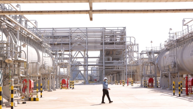 An employee at the Khurais Processing Department in the Khurais oil field in Khurais, Saudi Arabia, on Monday, June 28, 2021. The Khurais oil field was built as a fully connected and intelligent field, with thousands of sensors covering oil wells spread over 150km x 40km in order to increase the efficiency of the plant and reduce emississions, according to a Saudi Aramco statement released to the media.