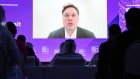 Elon Musk, chief executive officer of Tesla Inc., speaks via video link during the Qatar Economic Forum in Doha, Qatar, on Tuesday, June 21, 2022. The second annual Qatar Economic Forum convenes global business leaders and heads of state to tackle some of the world's most pressing challenges, through the lens of the Middle East.