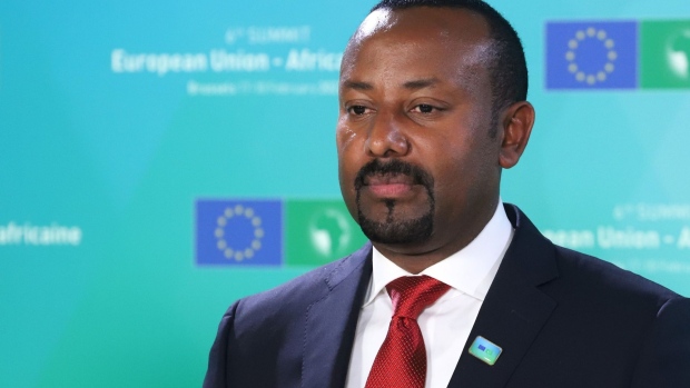 Abiy Ahmed, Ethiopia's prime minister, at the European Union-Africa Union Summit at the EU Council headquarters in Brussels, Belgium, on Thursday, Feb. 17, 2022. Brussels welcomes about 40 African leaders for the first time in eight years, aiming to reset European relations with the continent as it vies with China for influence.