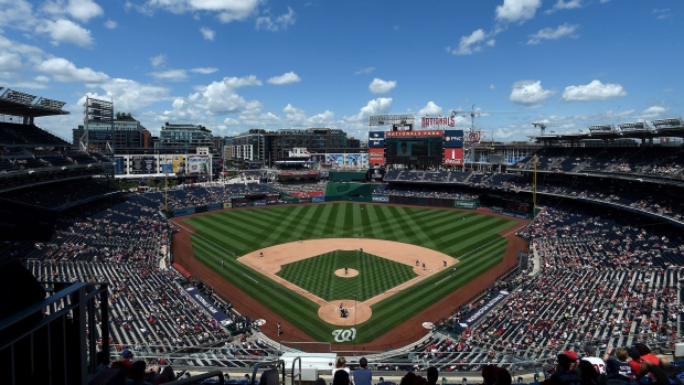 The Washington Nationals play against the Colorado Rockies in the fifth inning of game one of a doubleheader at Nationals Park on May 28, 2022 in Washington, DC. 