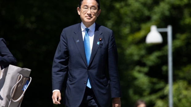 Fumio Kishida, Japan's prime minister, arrives on the opening day of the Group of Seven (G-7) leaders summit at the Schloss Elmau luxury hotel in Elmau, Germany, on Sunday, June 26, 2022. Issues on Sunday's formal agenda include the global economy, infrastructure and investment and foreign and security policy, while a number of bilateral meetings are also planned.