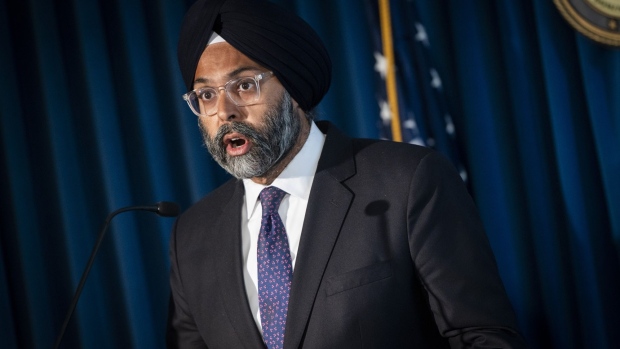 Gurbir Grewal, director of enforcement for U.S. Securities and Exchange Commission (SEC), speaks during a news conference in New York, U.S., on Wednesday, April 27, 2022. U.S. prosecutors charged Archegos Capital Management founder Bill Hwang and Chief Financial Officer Patrick Halligan with fraud, in the latest fallout from the spectacular collapse of the family office.