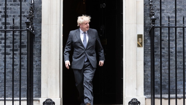 Boris Johnson, UK prime minister, prepares to meet Antonio Costa, Portugal's prime minister, ahead of their bilateral meeting at 10 Downing Street in London, UK, on Monday, June 13, 2022. Johnson risks reopening divisions that tore his Conservative Party apart in 2019, with his government set to propose a law that would let UK ministers override parts of the Brexit deal he signed with the European Union. Photographer: Chris Ratcliffe/Bloomberg