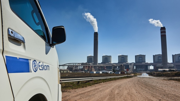 A corporate vehicle outside the Kusile coal-fired power station, operated by Eskom Holdings SOC Ltd., in Delmas, Mpumalanga province, South Africa, on Wednesday, June 8, 2022. The coal-fired plant’s sixth and last unit is expected to reach commercial operation in two years, with the fifth scheduled to be done by December 2023. Photographer: Waldo Swiegers/Bloomberg
