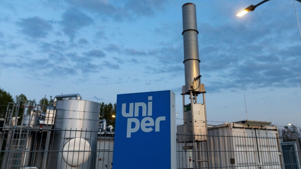 Signage for the Falkenhagen Power-to-Gas Pilot Plant operated by Uniper NV in Falkenhagen, Germany.