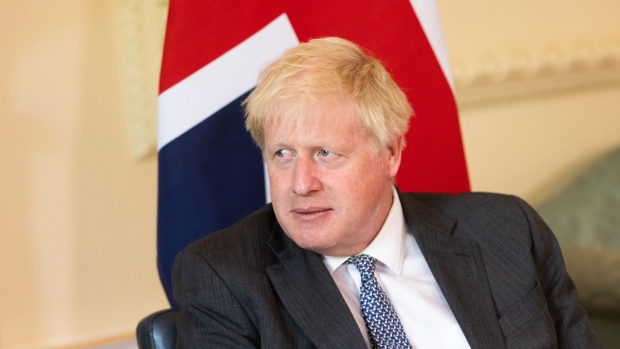 Boris Johnson, UK prime minister, ahead of a bilateral meeting with Antonio Costa, Portugal's prime minister, at 10 Downing Street in London, UK, on Monday, June 13, 2022. Johnson risks reopening divisions that tore his Conservative Party apart in 2019, with his government set to propose a law that would let UK ministers override parts of the Brexit deal he signed with the European Union.