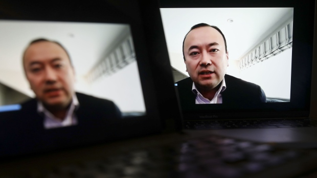 Michael Moro, chief executive officer of Genesis Trading, speaks virtually during the Bloomberg Crypto Summit on a laptop computer in Tiskilwa, Illinois, U.S., on Thursday, Feb. 25, 2021. With Bitcoin reaching its all-time highs and interest in cryptocurrencies surging from major banks and asset managers, the future of digital assets has rarely seemed brighter.