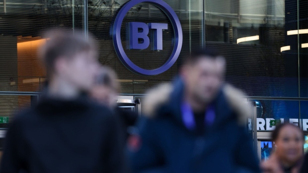 The new headquarters building of BT Group Plc in Aldgate, London, U.K., on Thursday, Dec. 2, 2021. The London-based group has already brought on U.K. advisory firm Robey Warshaw and Goldman Sachs Group Inc. as defense advisers after French billionaire Patrick Drahi dramatically revealed a 12.1% stake in June, making him its biggest shareholder overnight.