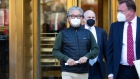 Bill Hwang, chief executive officer and founder of Archegos Capital Management LP, left, departs federal court in New York, U.S., on Wednesday, April 27, 2022. U.S. prosecutors charged Hwang and Chief Financial Officer Patrick Halligan with fraud, in the latest fallout from the spectacular collapse of the family office.
