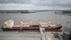 A container ship after unloading wheat in Abidjan, Ivory Coast, on June 29.