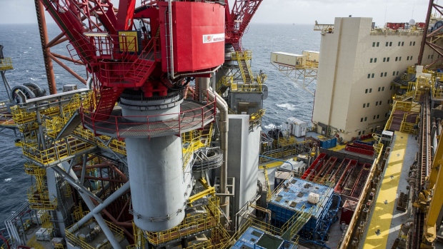 Equipment sits on a deck of the Maersk Invincible rig, operated by Maersk Drilling Services A/S, in the Valhall field in the North Sea off the coast of Stavanger, Norway, on Wednesday, Oct. 9, 2019. The boss of Maersk Drilling is in no rush to make acquisitions because he believes a rout in equity prices for offshore drillers has further to go. Photographer: Carina Johansen/Bloomberg