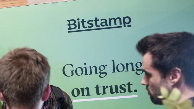 The Bitstamp Ltd. booth at the Blockchain Week Summit in Paris, France, on Wednesday, April 13, 2022. The three-day conference brings together the brightest minds, business professionals and leading investors to help you navigate the blockchain industry, according to the event's organisers. Photographer: Bloomberg/Bloomberg