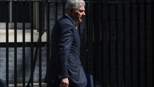 Brandon Lewis, UK Northern Ireland secretary, departs Downing Street following a cabinet meeting in London, UK, on Tuesday, May 17, 2022. The UK will lay out its plan to amend its post-Brexit trade deal Tuesday in a direct challenge to the European Union, which is insisting that Prime Minister Boris Johnson must honor the agreement he signed.