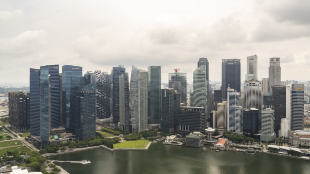 The Marina Bay Financial District and Central Business District in Singapore, on Monday, May 16, 2022. Singapore is scheduled to release its first-quarter gross domestic product (GDP) figures on May 19.