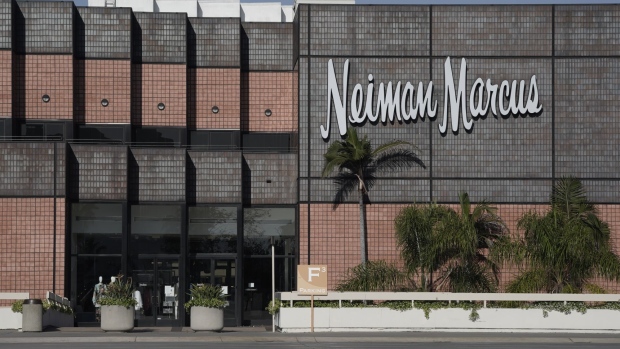 A closed Neiman Marcus Group Inc. store is seen at a shopping mall in San Diego, California, U.S., on Thursday, May 7, 2020. Emptied out malls and hotels across the U.S. have triggered an unprecedented surge in requests for payment relief on commercial mortgage-backed securities, an early sign of a pandemic-induced real estate crisis.