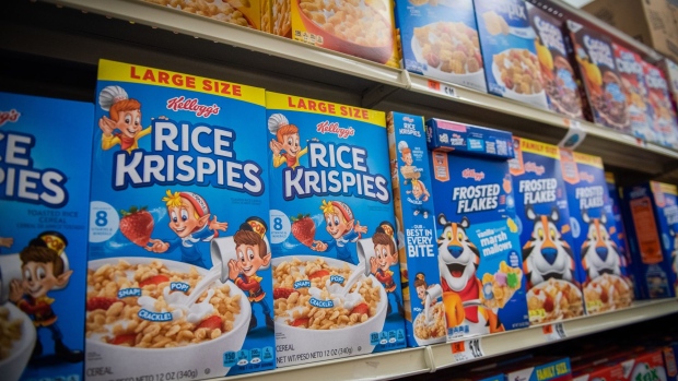Kellogg brand Rice Krispies cereal for sale at a supermarket in Dobbs Ferry, New York, US, on Wednesday, June 22, 2022. Kellogg Co. said it will split into three independent companies, sparking a rally in the food conglomerates shares. Photographer: Tiffany Hagler-Geard/Bloomberg