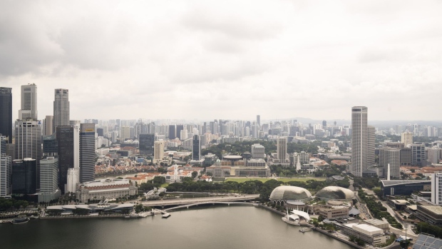 the skyline of the city in Singapore, on Monday, May 16, 2022. Singapore is scheduled to release its first-quarter gross domestic product (GDP) figures on May 19. Photographer: Ore Huiying/Bloomberg