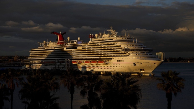 The Carnival Corp. Panorama cruise ship sits docked in Long Beach, California on March 7, 2020.