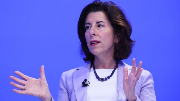 Gina Raimondo, US commerce secretary, speaks during a panel session on day three of the World Economic Forum (WEF) in Davos, Switzerland, on Wednesday, May 25, 2022. The annual Davos gathering of political leaders, top executives and celebrities runs from May 22 to 26.