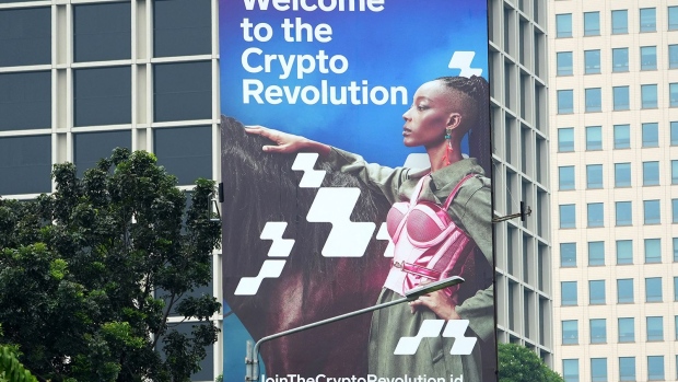 An advertisement for the crypto-asset exchange Zipmex Pte in Jakarta, Indonesia. Photographer: Dimas Ardian/Bloomberg